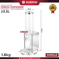 SUBRON Cereal Dispenser Snack Topping 3.5L Single Double Tower Stainless Polycarbonate Transparant M