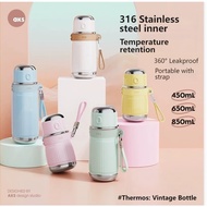 AKS Vintage Bottle, 450/650/850ml, 316L stainless steel inner, leakproof, temperature retention, dur