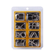 aoke GLOGLOW IQ Toys  8Pcs Test Mind Game Brain Teaser Metal Wire Puzzles Magic Trick Toy Disentangl