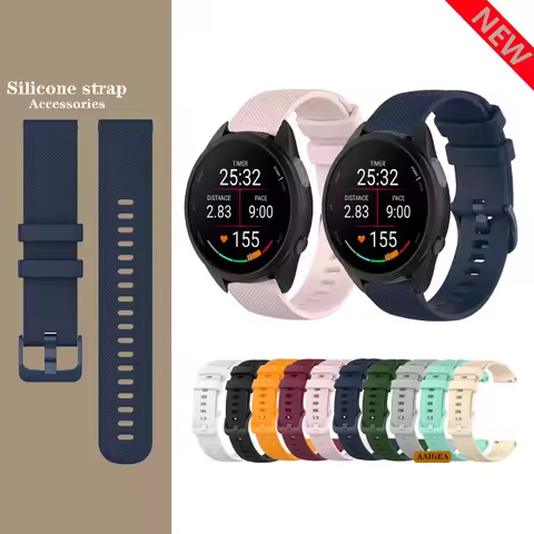 Universal 20mm Silicone Band Strap for Garmin Forerunner 165 Music 245 645 55 158 / Vivoactive 5 / 3