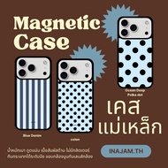 inajam Magnetic Case | Blue Denim Colon Ocean Polka Dot Phone Case