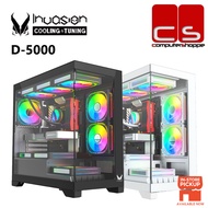 Invasion D-5000 Tempered Glass M-ATX Gaming Case - Black/White (AURORA FAN)