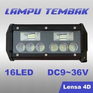 Lampu Tembak Sorot LED Bar CWL 16 Titik Mata Lensa 4D 48W Motor Mobil