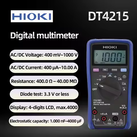 100% New and Original HIOKI DT4215 Digital Multimeter 400.0mV-1000V Voltage Range 4-digit LCD Displa