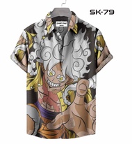 Kemeja Pria Casual Santai Motif Anime One Piece Luffy Gear 5 Fullprinting Tangan Pendek Keren SK - 7