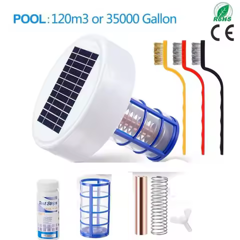 Outdoor Solar Pool Purifier Copper Silver Ion Water Disinfection Algae Removal Sterilization Water C