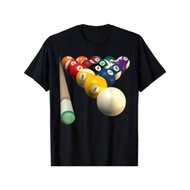 Mens Pool Team Bar League Graphic T-Shirt - Black Casual Tee with 8-Ball & Cue Sticks Design, All-Se