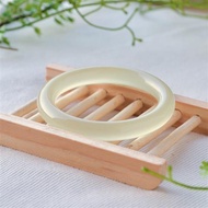Natural Bluish White Jade Bracelet Girl Round Afghan Jade Bracelets Young Style Fine Bangle for Wome