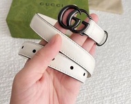 Gucci 409417 白色牛皮黑色雙G扣皮帶 面寬2.0CM 香港正品可驗 多尺寸可選