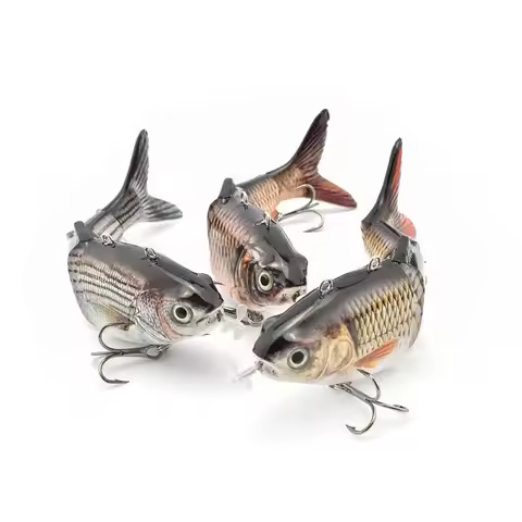 Bionic Fish Electric Lure Wobblers Automatic Swimming 3D Fishing Baits Kit 5.1" LED Light Swimbait H