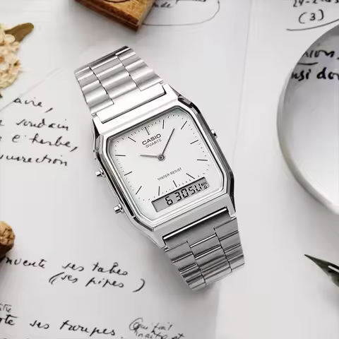 Casio AQ-230A Series Men's Waterproof Watch Retro Leisure Style Dual Display Analog Digital Classic 