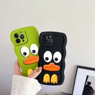 For OPPO F9 F11 Reno 2 2F 2Z 5/Realme C1 V23/OPPO A3S A5 2020 A7 A7X A8 A9 A12E Cute 3D Duck Phone Case Original Cartoon Toy Colorful Soft TPU Wave Border