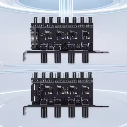 PWM Hub Cooling Fan Speed Controller SATA/4 Pin Adapter 8 Channel PWM Cooler Fan HUB 4 Knob PC Case 