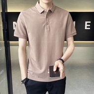 纯色polo衫男夏季翻领短袖T恤青年休闲翻领修身polo衫上衣男Solid Color Polo Shirt Men's Summer Lapel Short-sleeved Tq2r7yf6m11.