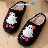 Champion Women's Halloween Themed Ghost Slippers - Soft Plush Cotton Footwear for Cozy Nights at Hom