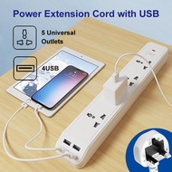 UK Plug Extension Lead with USB Slots, 4 Way Sockets Outlet Power Strips with 4 USB Ports, Universal