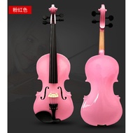 Violin Kanak-kanak Permulaan Violin Dewasa Merah Jambu Putih Violin Set Penuh Penghantaran Alat