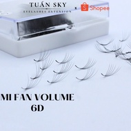 Pre-made 6D fan eyelashes, 0.07 thick, curved C-CC-D - volume eyelashes spread evenly, small glue le