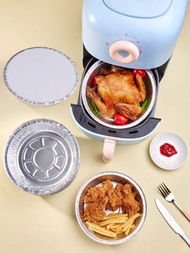 SHEIN Basic living 10 件裝 7 吋/8 吋/9 吋帶蓋圓形鋁箔平底鍋，用於外帶、儲存、烘烤和再加熱，氣炸鍋內襯一次性