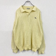 80年代LACOSTE針織 Polo 衫，刺繡 Logo，復古款，黃色，古著