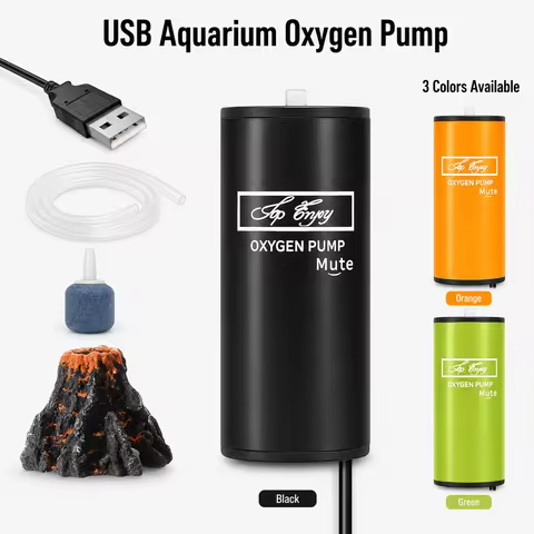 Portable Mini Aquarium USB Air Pump 5V Fish Tank Oxygenator Aerator for Small Fish Tanks Shrimp Bett