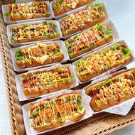 Baking American Hot Dog Packaging Box Rectangular Hot Dog Bread Baguette Croissant Sandwich Disposab