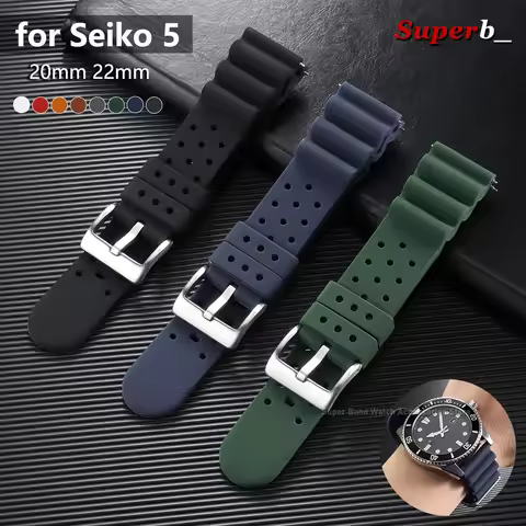 Silicone Rubber Watch Band 20mm 22mm Men's Diving Waterproof Sport Straps Quick Release Bracelet for