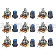 9Pcs/Set WH148 Potentiometer Resistor with Nuts and Potentiometer Button Cap Adjustable Knob for B1K