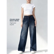 CAMBLY - Highwaist Baggy Jeans Retro - Long Pants Wanita