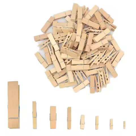 1/20/30/50 PCS Different sizes 25mm/35mm/44mm/150mm Natural Wooden Clips For Photo Memo Office Cloth
