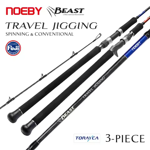 NOEBY Beast Travel Jigging Fishing Rod 1.83m Spinning Conventional 3 Pieces Fuji Toray Big Game Offs