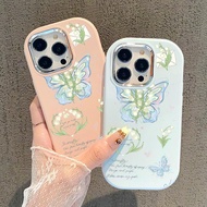 Case hp For IQOO U5x Z7i Z9 5G Z9X 5G Soft Silicon Beautiful Butterfly Flower Silver Chrome Lens Kes