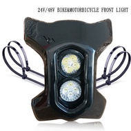 SMT🛕QM Kalosse Fat Bicycle  E-Bike Front  Light   24V/36V/48V   5W  Battery Headlight With Horn  Motorcycle  Lights PGJA