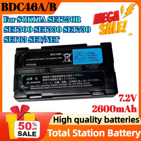 BDC46A BDC46B 7.2V 2600mAh Rechargeable Battery For SOKKIA SET230R SET300 SET330 SET530 SET63 SET/NE