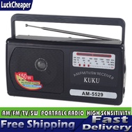 KUKU AM5529 Portable Electric Radio Speaker FM/AM/SW 4band radio AC power and Battery Power 150W Extrabass Sounds HQ sound system dynamic speaker