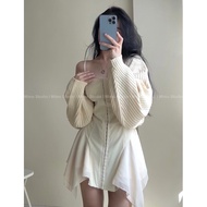 Apricot yellow cardigan - Milk brown pants