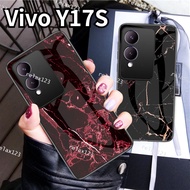 Phone Case For Vivo Y17S Y 17S Y 17 S 2023 Marble Tempered  Glass Casing Marble glass Hard Back Cover