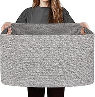 75L Large Storage Basket, 22”x17”x12” Blanket Storage for Living Room, Rectangle Woven Kids Toy Bin 
