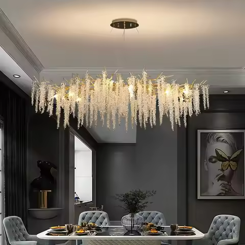 Crystal Chandelier Living Room Golden/Chrome Dining Room Interior Decor Ring Gloss Luxury Modern Cei