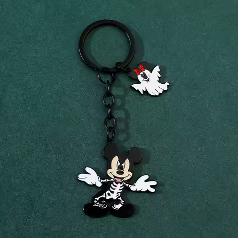 1pc Disney Cartoon Anime Halloween Skeleton Mickey Metal Pendant Keychain