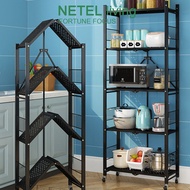 [NETEL &amp;Ready stock]NETEL Kitchen Rack Stainless Steel Foldable Storage Rak Wheeled Microwave