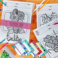 Flower Coloring Sheet A4 / A5 size 20 Page | Time table sticker