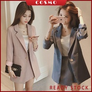 COSMO S-XL Suit ( blazer + skirt ) Long Sleeve High Quality Set Wear Plus Size Women Fashion Korean Ladies Little Suits Office Wear Ol Clothes