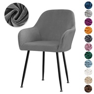 Velvet Stretch Arm Chair Cover Elastic Solid Color Dining Chair Covers Home Decor Washable High Armrest Office Seat Slipcovers