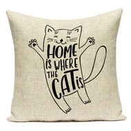 Cute Black Whtie Cat Letter Print Cushion Cover for Sofa Chair Car Decorative Pillowcase Home Office Decor Throw Pillows Cover