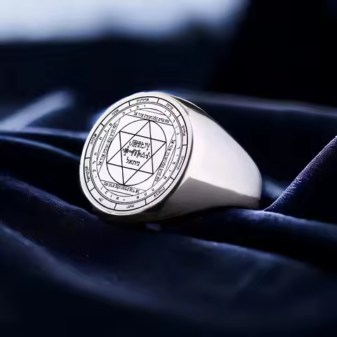 R701 Stainless Steel Ring God the King of Heaven Guardian Angel Nithael the Pentacle the King Solomo