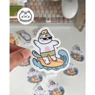 Surfing Cat Laptop Vinyl Sticker FL7 Kreamynotes Art Studio