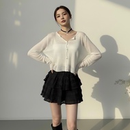 IN SHOP Pearl Buckle Small Diamond Thin Knit Jacket-Total 3 Colors [KT281108]