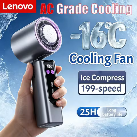 Lenovo 199-speed High-speed Cooling Fan Handheld Portable Mini Cooling Fan Usb Charging Digital Disp