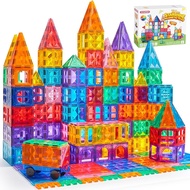 SYNCFUN 110PCS Magnetic Building Tiles - 3D Magnet Tiles with Vehicle - Construction Blocks Set for 